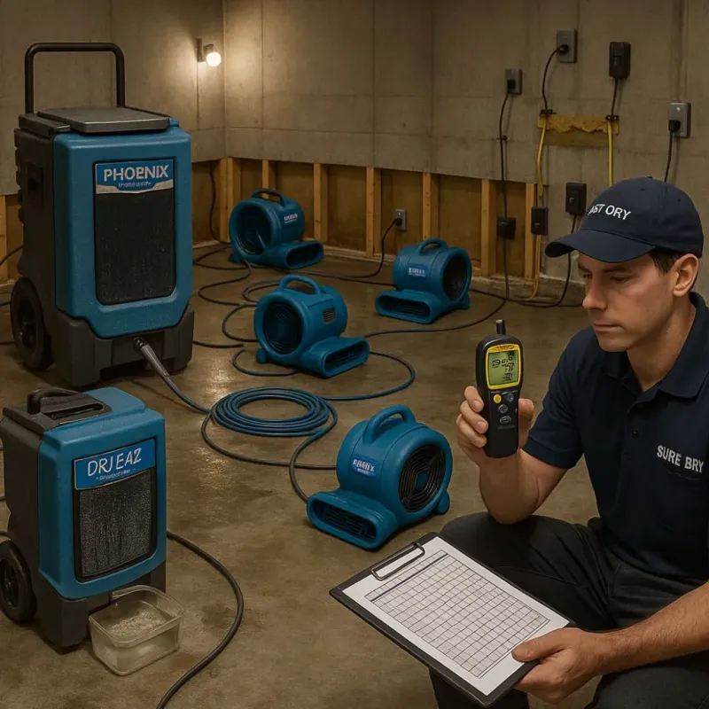 Structural Drying and Dehumidification process in China Grove, NC